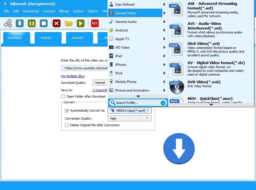 نرم افزار Allavsoft Video Downloader Converter برای دانلود از یوتیوب