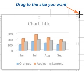 تغییر ابعاد گراف Excel